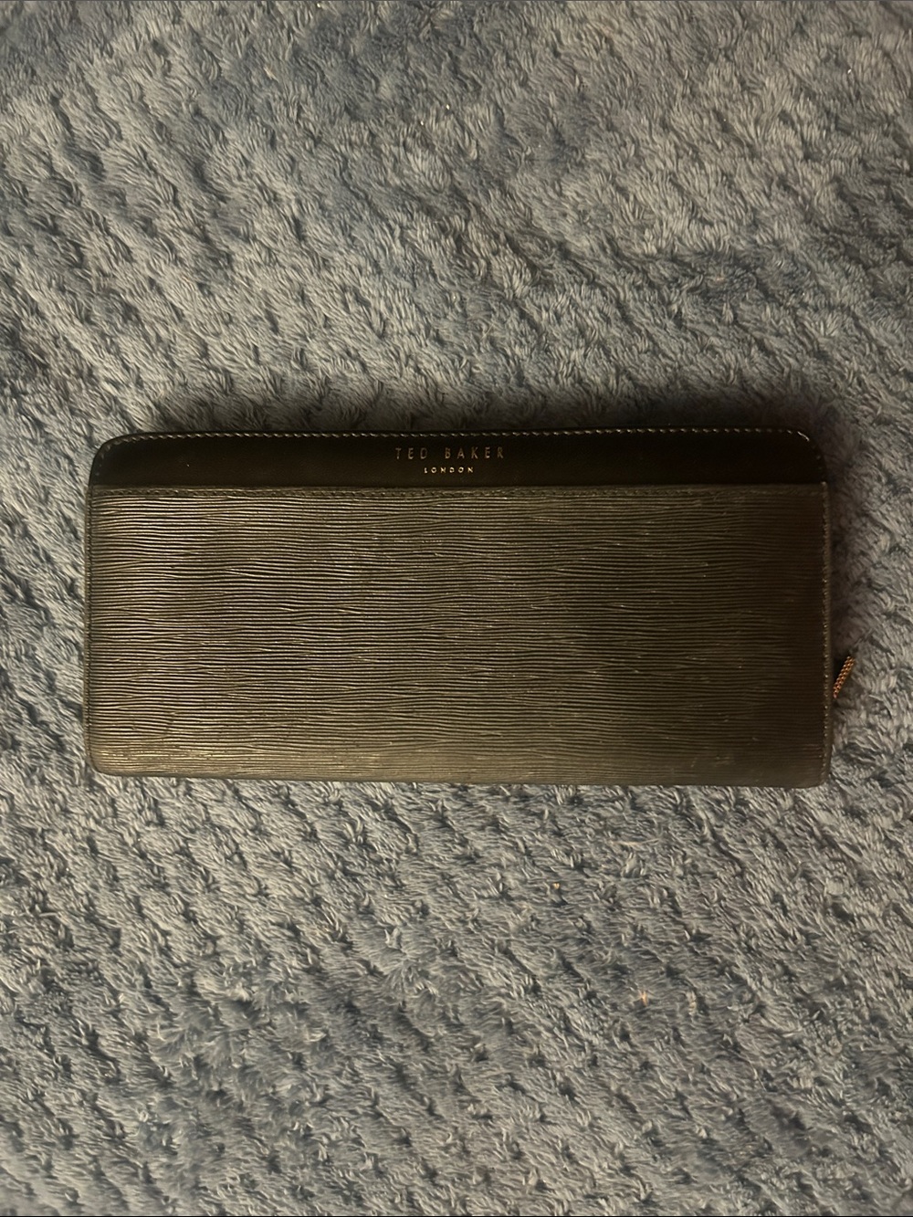 Ted Baker Black Textured Zip-Around Wallet